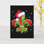 Fleur De Lis Christmas Ornament With Santa Hat Xma Karte (Gelbe Blume)