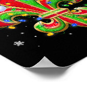 Fleur De Lis Christmas Ornament With Santa Hat Xma Poster (Ecke)