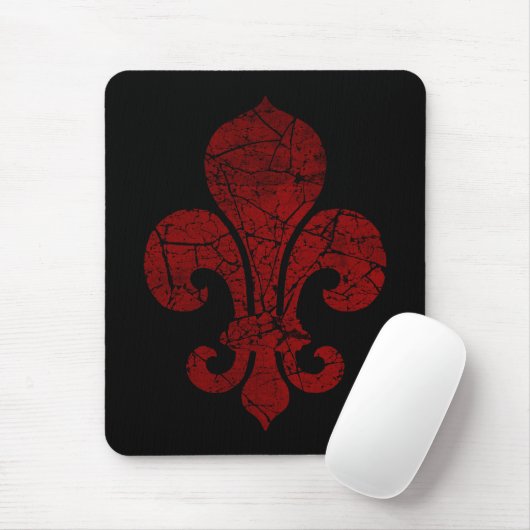 fleur-de-lis-cracked_red mousepad (Mit Mouse)