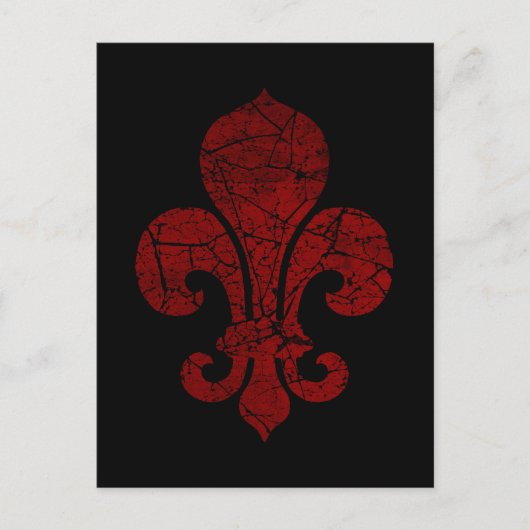 fleur-de-lis cracked_red postkarte (Vorderseite)