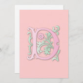 Fleur-de-lis D Monogramm Einladung (Vorne/Hinten)