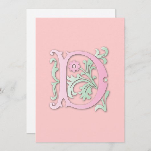 Fleur-de-lis D Monogramm Einladung (Vorne/Hinten)
