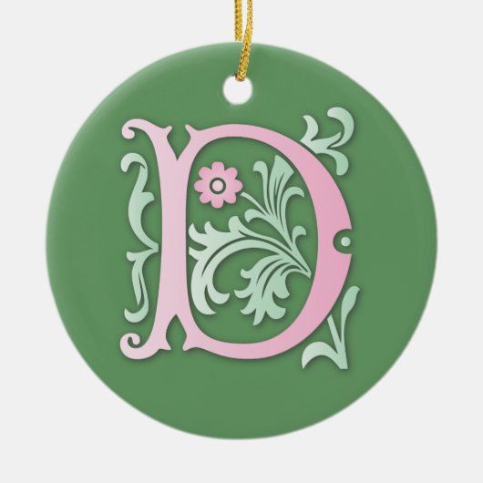 Fleur-de-lis D Monogramm Keramikornament (Vorne)