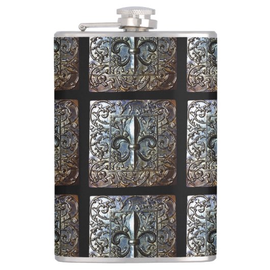FLEUR DE LIS DESIGNER HIP FLASK FLACHMANN (Vorderseite)