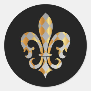 Fleur de Lis, DIY Hintergrund+Text Runder Aufkleber
