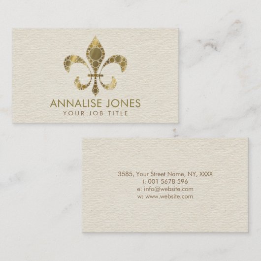 Fleur-de-lis - Dot Art Golden Gradient Visitenkarte (Vorne/Hinten)