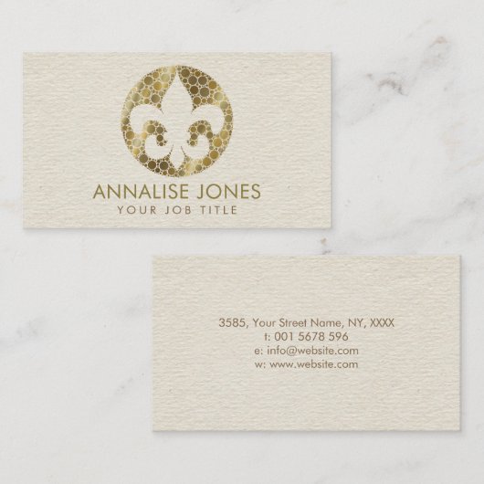 Fleur-de-lis - Dot Art Golden Gradient Visitenkarte (Vorne/Hinten)
