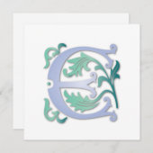 Fleur-de-lis E Monogramm Einladung (Vorne/Hinten)