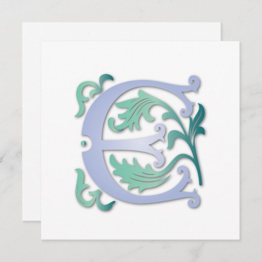 Fleur-de-lis E Monogramm Einladung (Vorne/Hinten)