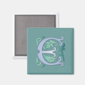 Fleur-de-lis E Monogramm Magnet (Vorderseite/Rückseite)