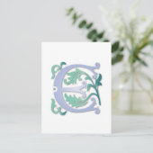 Fleur-de-lis E Monogramm Postkarte (Stehend Vorderseite)