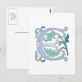 Fleur-de-lis E Monogramm Postkarte (Vorne/Hinten)