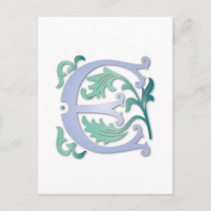 Fleur-de-lis E Monogramm Postkarte
