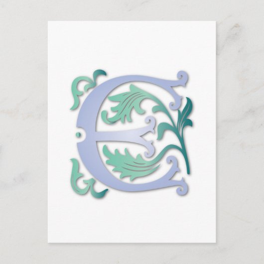 Fleur-de-lis E Monogramm Postkarte (Vorderseite)