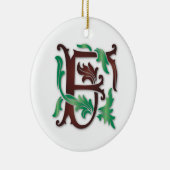 Fleur-de-lis F Monogramm Keramik Ornament (Rechts)
