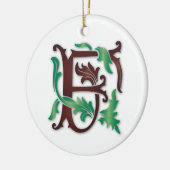 Fleur-de-lis F Monogramm Keramik Ornament (Links)