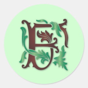 Fleur-de-lis F Monogramm Runder Aufkleber