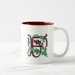 Fleur-de-lis F Monogramm Zweifarbige Tasse