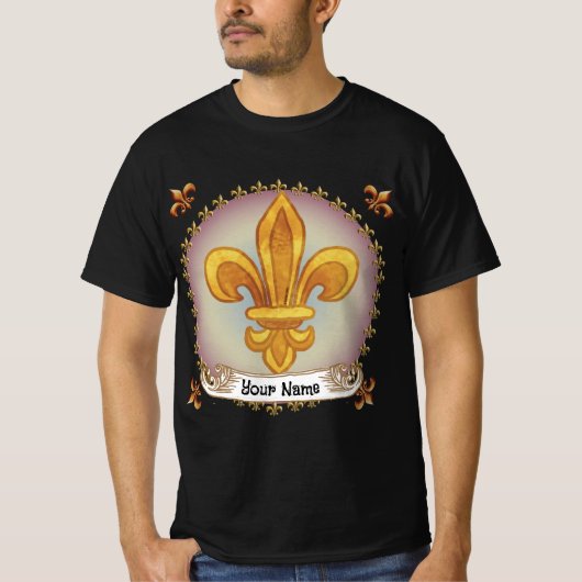 Fleur De Lis Family Crest Surname T-Shirt (Vorderseite)