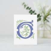 Fleur-de-lis G Monogramm Einladung (Stehend Vorderseite)