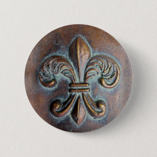 Fleur De Lis, gealterter Kupfer-Look-Druck Button
