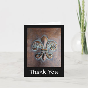 Fleur De Lis, gealterter Kupfer-Look-Druck Dankeskarte