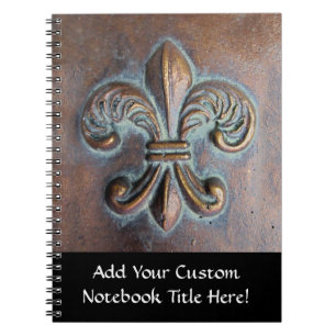 Fleur De Lis, gealterter Kupfer-Look-Druck Notizblock