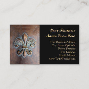 Fleur De Lis, gealterter Kupfer-Look-Druck Visitenkarte