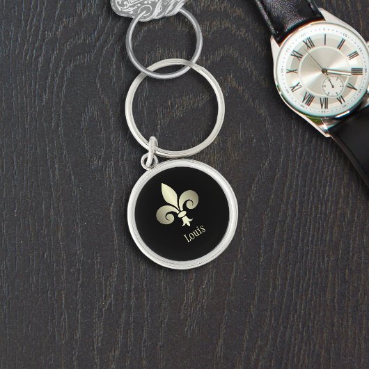 Fleur de Lis Gold Monogramm Schlüsselanhänger