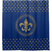Fleur-de-lis - Gold und Royal Blue Duschvorhang (Vorderseite)