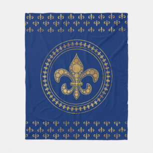 Fleur-de-lis - Gold und Royal Blue Fleecedecke