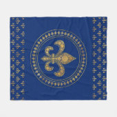 Fleur-de-lis - Gold und Royal Blue Fleecedecke (Vorderseite (Horizontal))