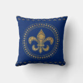 Fleur-de-lis - Gold und Royal Blue Kissen (Rückseite)