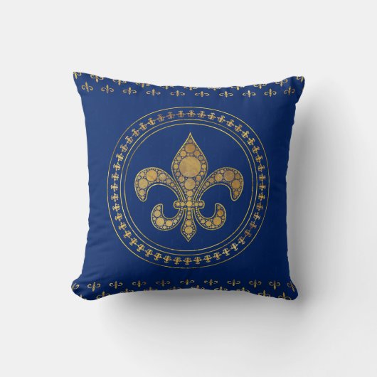 Fleur-de-lis - Gold und Royal Blue Kissen (Vorderseite)