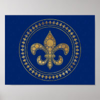 Fleur-de-lis - Gold und Royal Blue