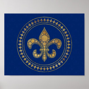 Fleur-de-lis - Gold und Royal Blue Poster