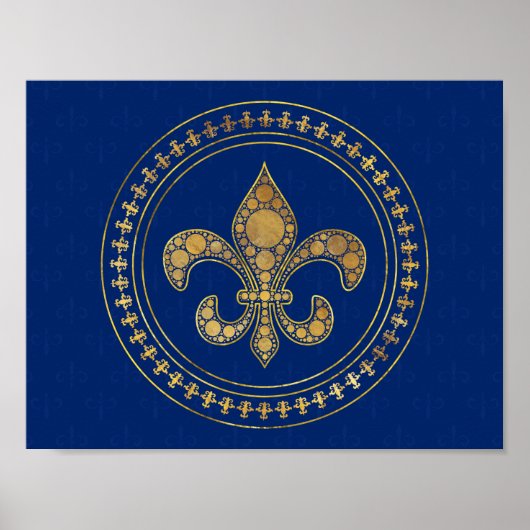 Fleur-de-lis - Gold und Royal Blue Poster (Vorne)