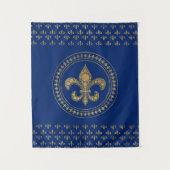 Fleur-de-lis - Gold und Royal Blue Wandteppich (Vorderseite)