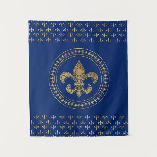 Fleur-de-lis - Gold und Royal Blue Wandteppich (Vorderseite)