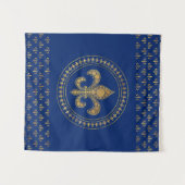 Fleur-de-lis - Gold und Royal Blue Wandteppich (Vorderseite (Horizontal))