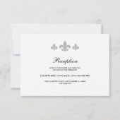 Fleur-de-lis Gray White Empfang Card Einladung (Vorderseite)