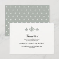 Fleur-de-lis Gray White Empfang Card