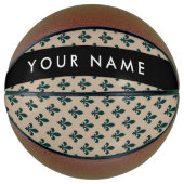 Fleur de Lis, Green on Beige, Royal, Your Name Basketball (Vorderseite)