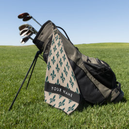 Fleur de Lis, Green on Beige, Royal, Your Name Golfhandtuch