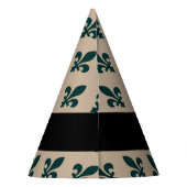 Fleur de Lis, Green on Beige, Royal, Your Name Partyhütchen (Rückseite)