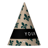 Fleur de Lis, Green on Beige, Royal, Your Name Partyhütchen (Links)