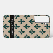 Fleur de Lis, Green on Beige, Royal, Your Name Samsung Galaxy Hülle (Rückseite (Horizontal))