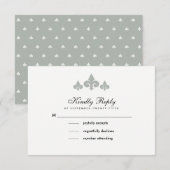 Fleur-de-lis Grey White Wedding RSVP Cards (Vorne/Hinten)