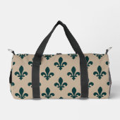 Fleur de Lis, Grün auf Beige, Royal, Ihr Name Duffle Bag (Vorderseite)