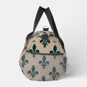 Fleur de Lis, Grün auf Beige, Royal, Ihr Name Duffle Bag (Rechts)